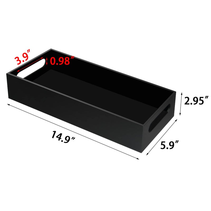Tasybox Toilet Paper Holder with Storage, Acrylic Toilet Tank Tray, Black Bathroom Trays with Handles Vanity Tray for Home Decor - Image 3